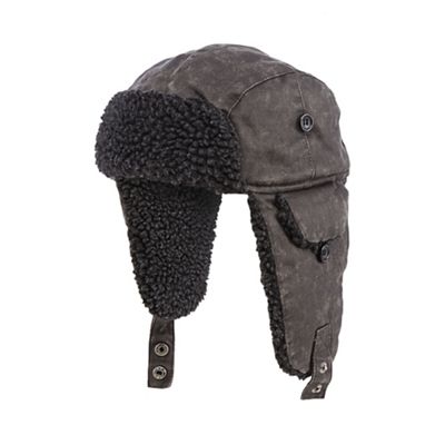 Mantaray Grey mock waxed trapper hat